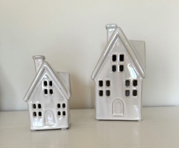 LED light up ceramic house set