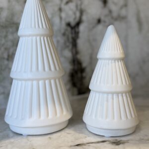 Ceramic White Matte Christmas Tree Duo