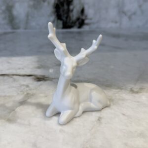 White Matte Porcelain Deer-Seated